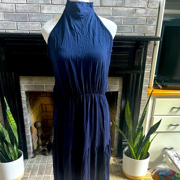 Navy women’s cotton maxi dress - Picture 1 of 2